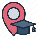 location, pin, graduate, graduation, university, collage, school, education
