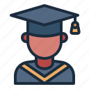 male, graduate, avatar, graduation, university, collage, school, education
