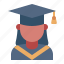female, graduate, avatar, graduation, university, collage, school, education 