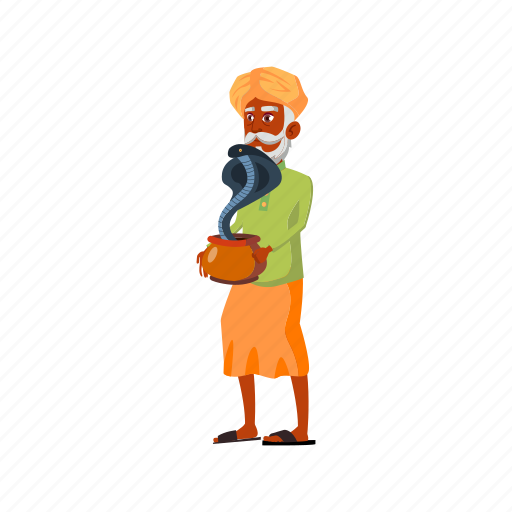 Indian, old, senior, aged, man, cobra, snake icon - Download on Iconfinder
