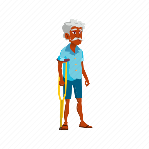 Elderly, hispanic, man, aged, crutch, hospital, grandfather icon - Download on Iconfinder
