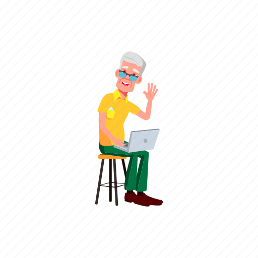 Old, happy, man, elderly, mature, age, using icon - Download on Iconfinder