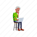 old, elderly, man, reading, grandfather, article, laptop