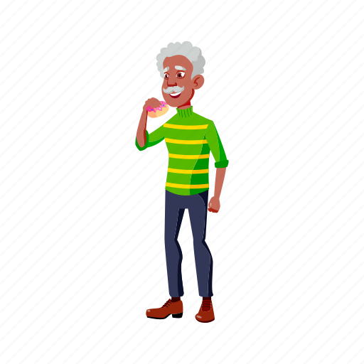 African, old, aged, elderly, ma, eating, donut icon - Download on Iconfinder