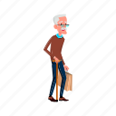 old, elderly, man, walking, stick, mall, grandfather
