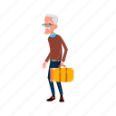 elderly, man, traveler, senior, luggage, railway, station