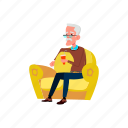 elderly, aged, guy, senior, sitting, armchair, soda
