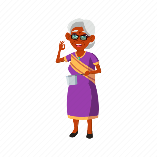 Indian, aged, elderly, granny, woman, grandmother, cooking icon - Download on Iconfinder