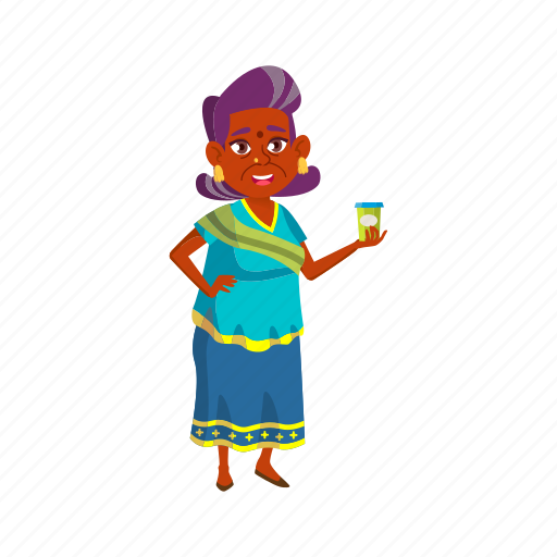 Elderly, indian, woman, grandmother, senior, offering, tea icon - Download on Iconfinder