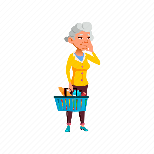 Old, european, woman, senior, choosing, food, supermarket icon - Download on Iconfinder