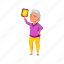 granny, elderly, holding, photo, frame, house, grandmother 