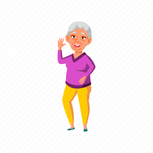 Old, grandmother, asian, woman, senior, welcoming, friends icon - Download on Iconfinder
