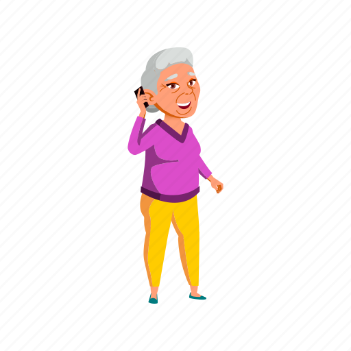 Granny, elderly, chinese, lady, speaking, son, grandmother icon - Download on Iconfinder