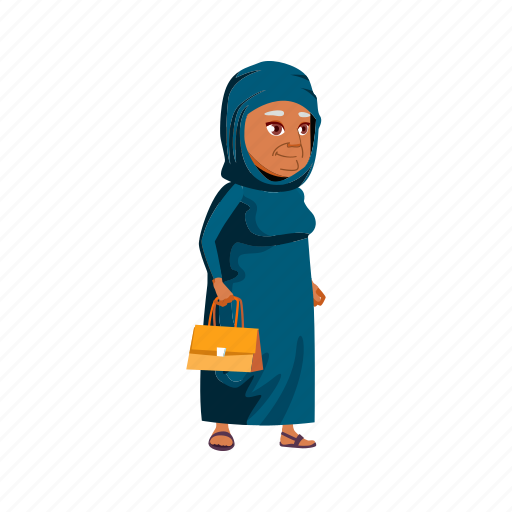 Aged, grandmother, arabian, woman, senior, walking, handbag icon - Download on Iconfinder