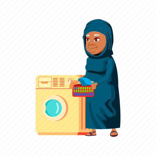 Elderly, islamic, woman, aged, washing, clothes, laundry icon - Download on Iconfinder
