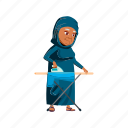 woman, old, senior, arab, ironing, clothes, grandmother