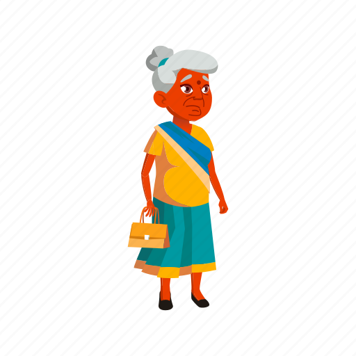 Indian, elderly, grandmother, lady, waiting, bus, grandma icon - Download on Iconfinder