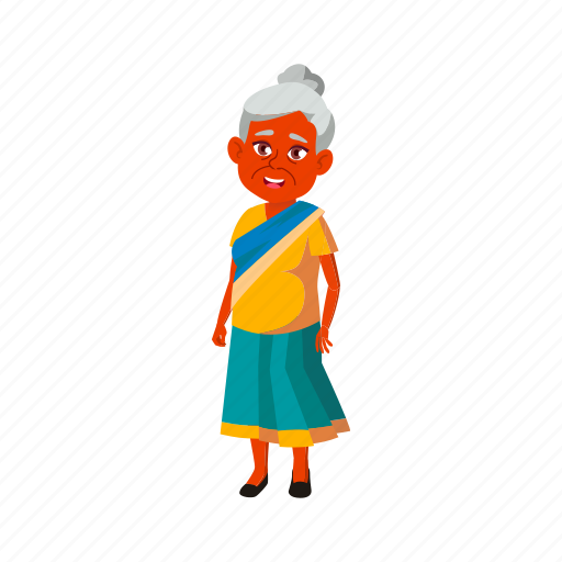 Indian, smiling, elderly, aged, grandmother, lady, festival icon - Download on Iconfinder