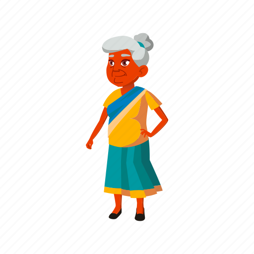 Pretty, indian, old, lady, senior, clothes, store icon - Download on Iconfinder