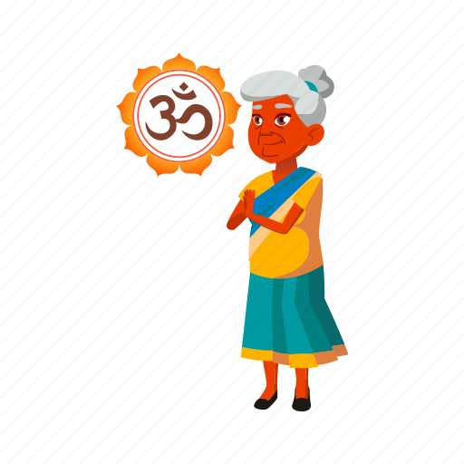 Old, indian, grandmother, elderly, woman, meditating, home icon - Download on Iconfinder