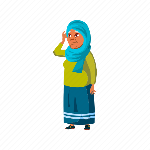 Elderly, islamic, lady, thinking, how, solve, grandmother icon - Download on Iconfinder