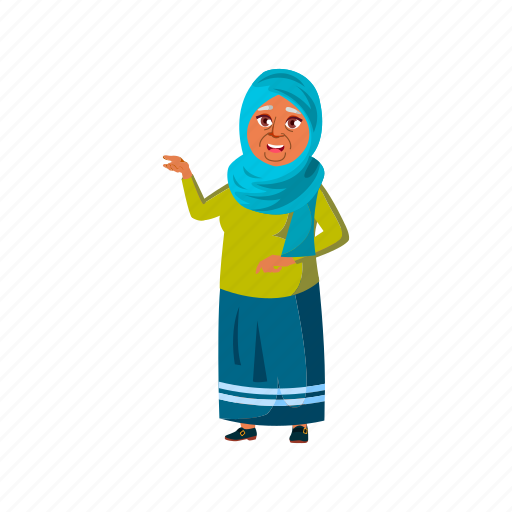 Arabian, elderly, aged, lady, talking, friends, backyard icon - Download on Iconfinder