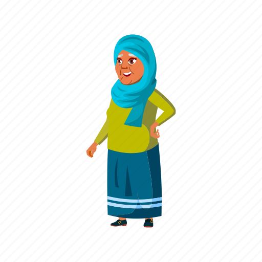 Happy, arab, old, lady, senior, speaking, sales icon - Download on Iconfinder