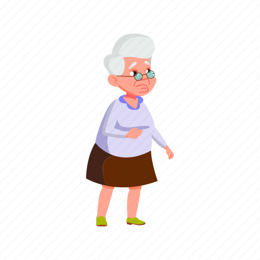 Sad, elderly, grandmother, watching, news, tv, grandma illustration - Download on Iconfinder