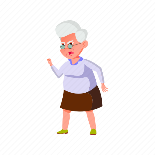 Angry, elderly, senior, old, woman, screaming, grandson illustration - Download on Iconfinder