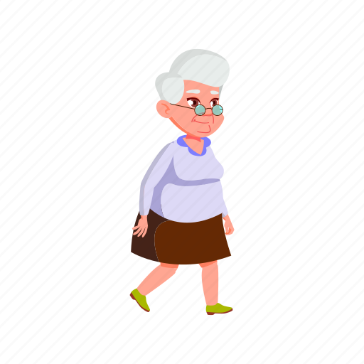 Elderly, lady, senior, walking, park, alone, grandmother illustration - Download on Iconfinder