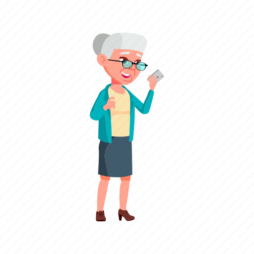Elderly, grandmother, facetiming, grandchildren, phone, grandma, granny illustration - Download on Iconfinder