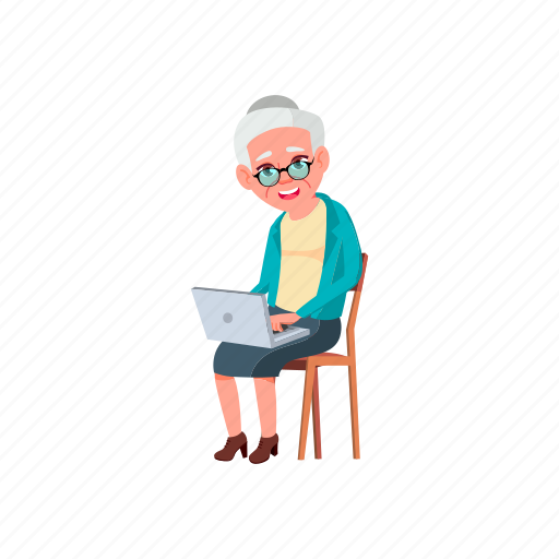 Elderly, lady, senior, grandmother, order, medicaments, online illustration - Download on Iconfinder