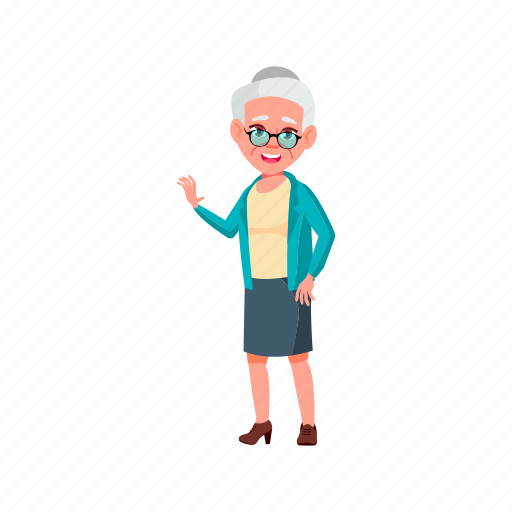 Old, elderly, woman, grandmother, welcoming, children, retirement illustration - Download on Iconfinder