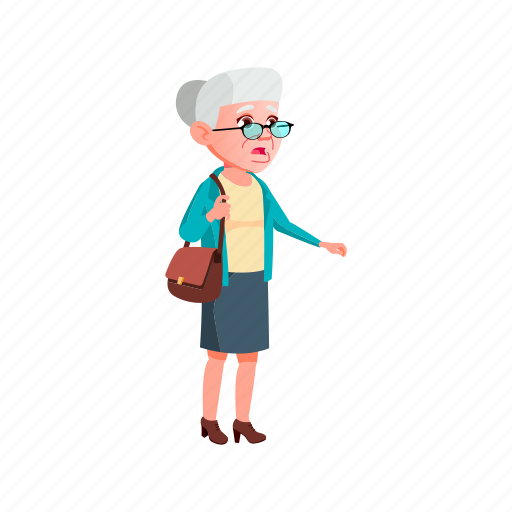 Retired, elderly, woman, senior, shocked, from, high illustration - Download on Iconfinder