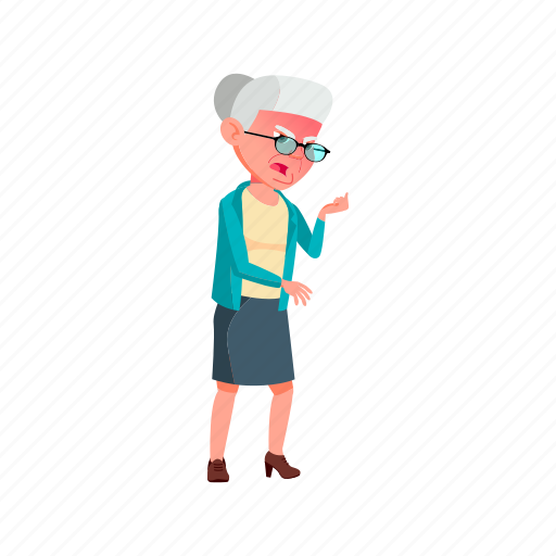 Angry, elderly, pension, senior, woman, growling, store illustration - Download on Iconfinder