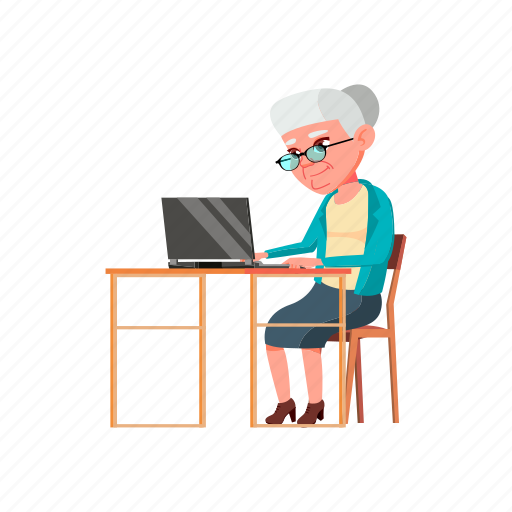 Mature, grandmother, age, woman, buy, online, goods illustration - Download on Iconfinder