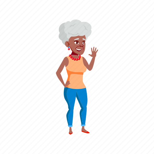 African, elderly, senior, woman, greet, granddaughter, home illustration - Download on Iconfinder