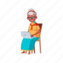 happy, aged, woman, senior, laughing, laptop, from 