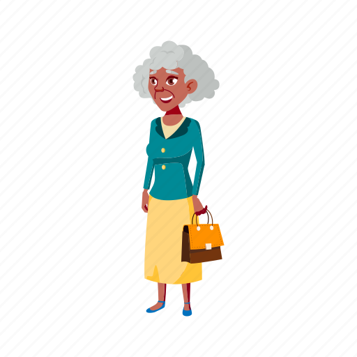 Old, elegance, woman, style, senior, handbag, mall illustration - Download on Iconfinder