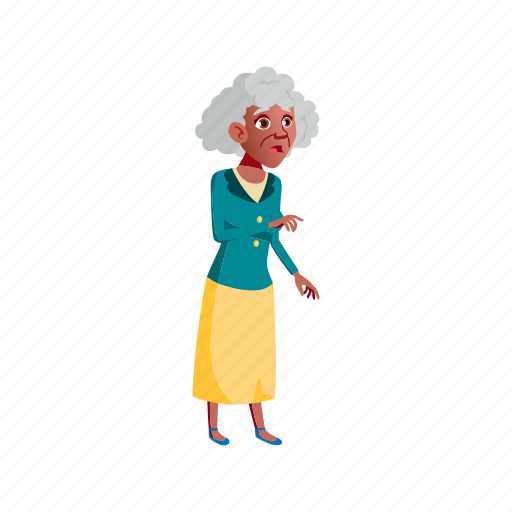Shocked, elderly, senior, grandmother, looking, grandkids, danger illustration - Download on Iconfinder