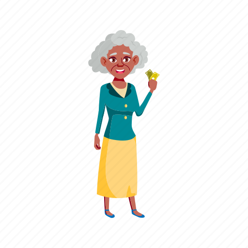 Happy, woman, african, senior, holding, tickets, grandmother illustration - Download on Iconfinder