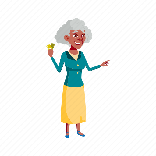 Elderly, woman, old, senior, money, banknotes, buying illustration - Download on Iconfinder