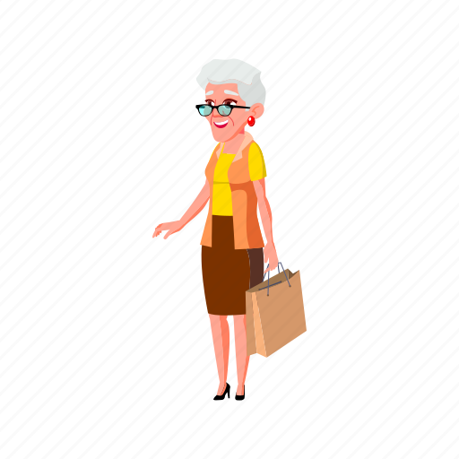 Stylish, old, woman, senior, buying, clothing, boutique illustration - Download on Iconfinder