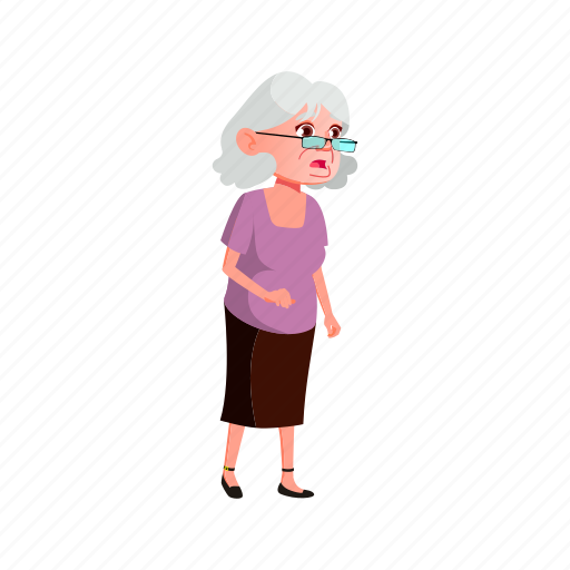 Elderly, shocked, grandmother, old, lady, senior, looking illustration - Download on Iconfinder