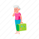 sadness, elderly, grandmother, old, woman, senior, luggage
