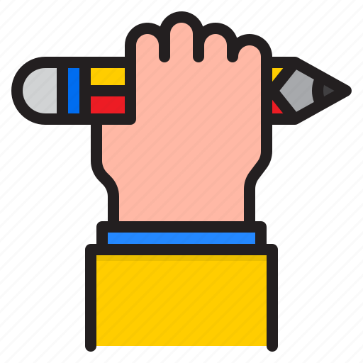 Hand, pencil, drawing, stationery, school icon - Download on Iconfinder