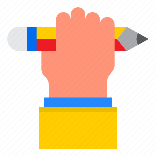Hand, pencil, drawing, stationery, school icon - Download on Iconfinder