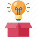 idea, creative, bulb, business, light, creativity, box
