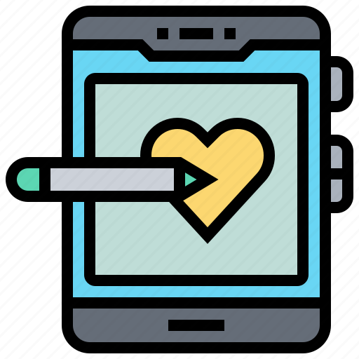 Drawing, heart, pen, tablet, technology icon - Download on Iconfinder