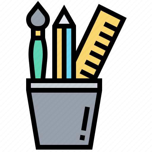 Brush, pen, ruler, stationery, tool icon - Download on Iconfinder